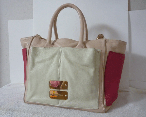 シー バイ クロエ　SEE BY CHLOE　レザー　ライトピンク　ピンク　ホワイト　2WAY　斜め掛けショルダー　ハンド　バッグ　レディース
