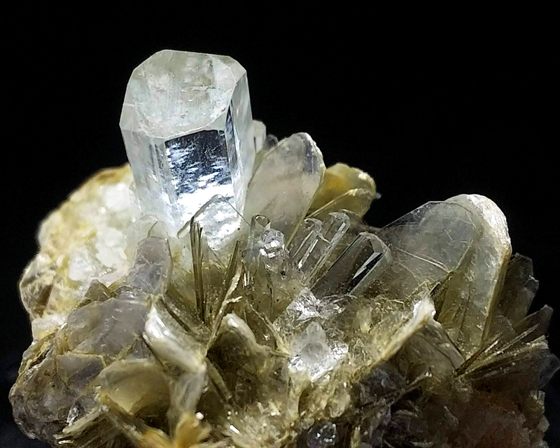 宝石質 アクアマリン ＆ モスコバイト 藍柱石 白雲母 結晶 原石 標本 パキスタン産 約32ct 3