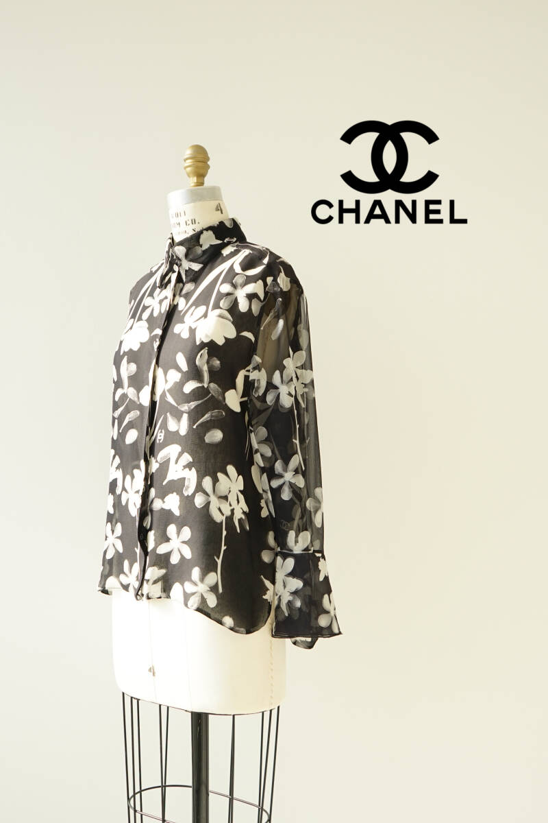 CHANEL シャネル ココマーク フローラル シルクシャツ ブラウス size 38 P23755 V14109 0810502