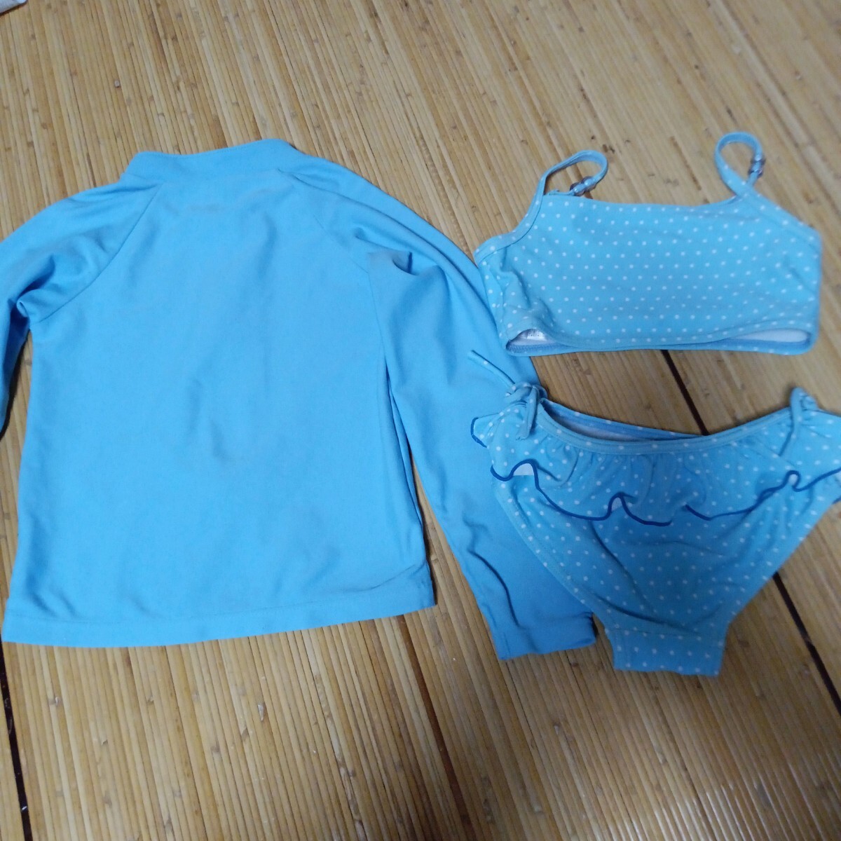 95サイズ　女の子　水著　セパレート　ベビー　キッズ　110サイズ　ラッシュガード　水色