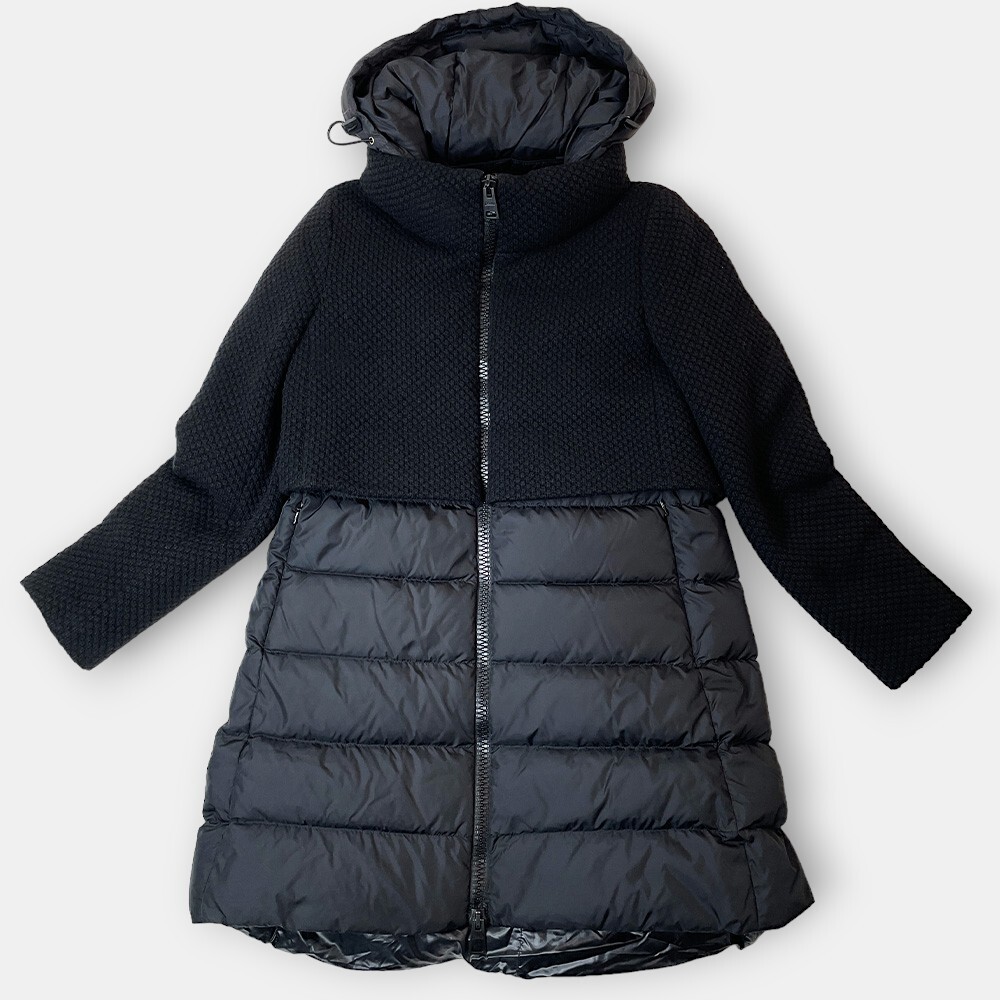 【23AW NEW】 HERNO / ベルベット キルティングダウンジャケット HERNO ヘルノ 23AW ニット 切替 異素材 ダウンコート ジャケット