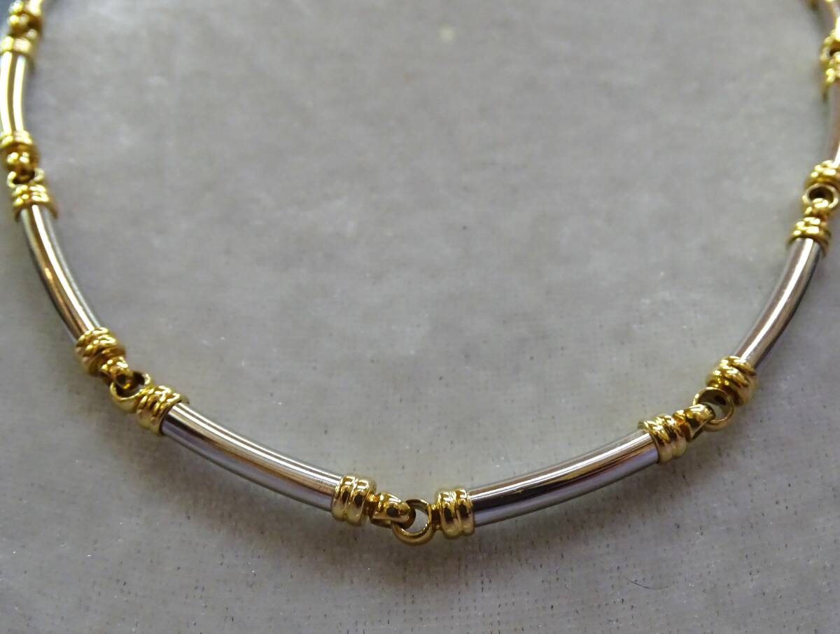 太く！重い！K18WG＋K18?31.2g?43.5cm?消費(fèi)稅?送料込み?検定入り?コンビ?ネックレス?新品?未使用?本物?レア！