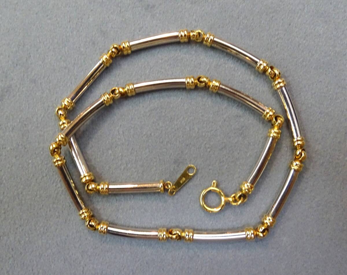 太く！重い！K18WG＋K18?31.2g?43.5cm?消費(fèi)稅?送料込み?検定入り?コンビ?ネックレス?新品?未使用?本物?レア！