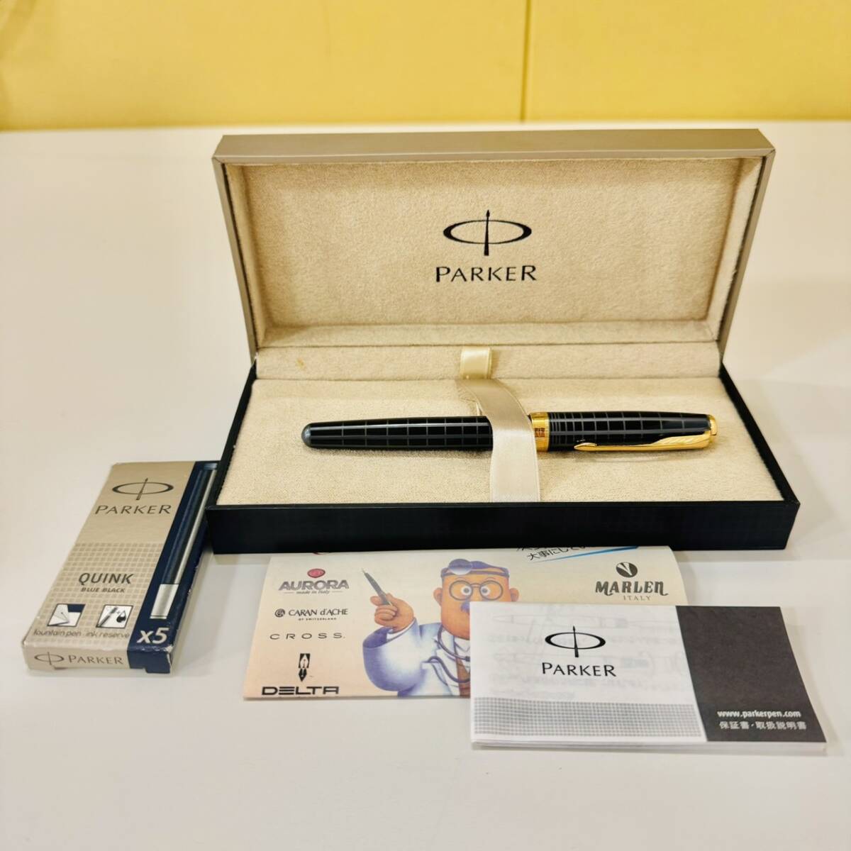 【GSA-0813.3-201】1円～ PARKER パーカー 万年筆 ペン先 18K 750 F 筆記未確認 ブランド万年筆 ケース付 中古 保管品