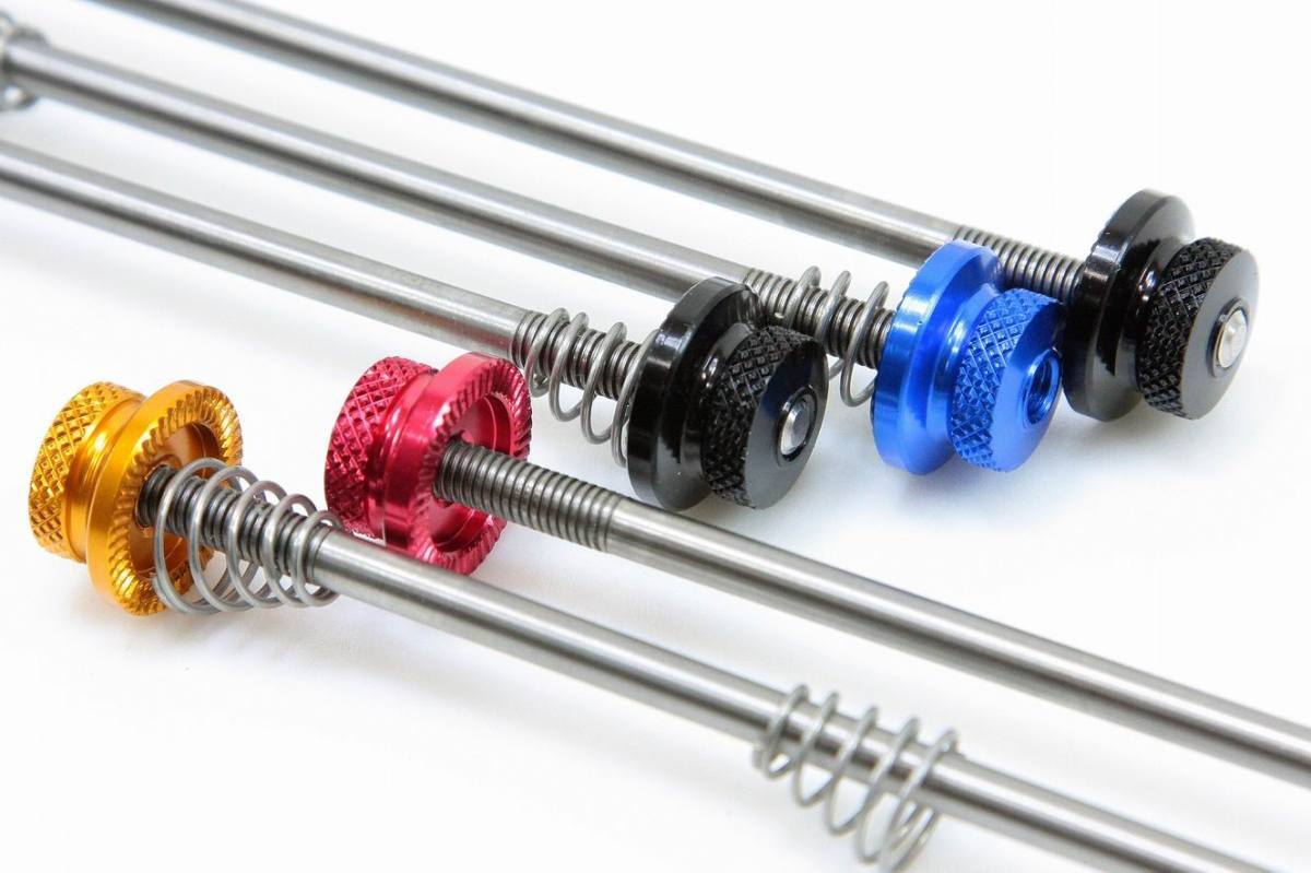 【即納】【超軽量50g】MicrOHERO チタン合金 シャフト クイックリリース 折り畳み自転車用 エンド幅 F74/R130mm QR 前後 赤/黒_画像4