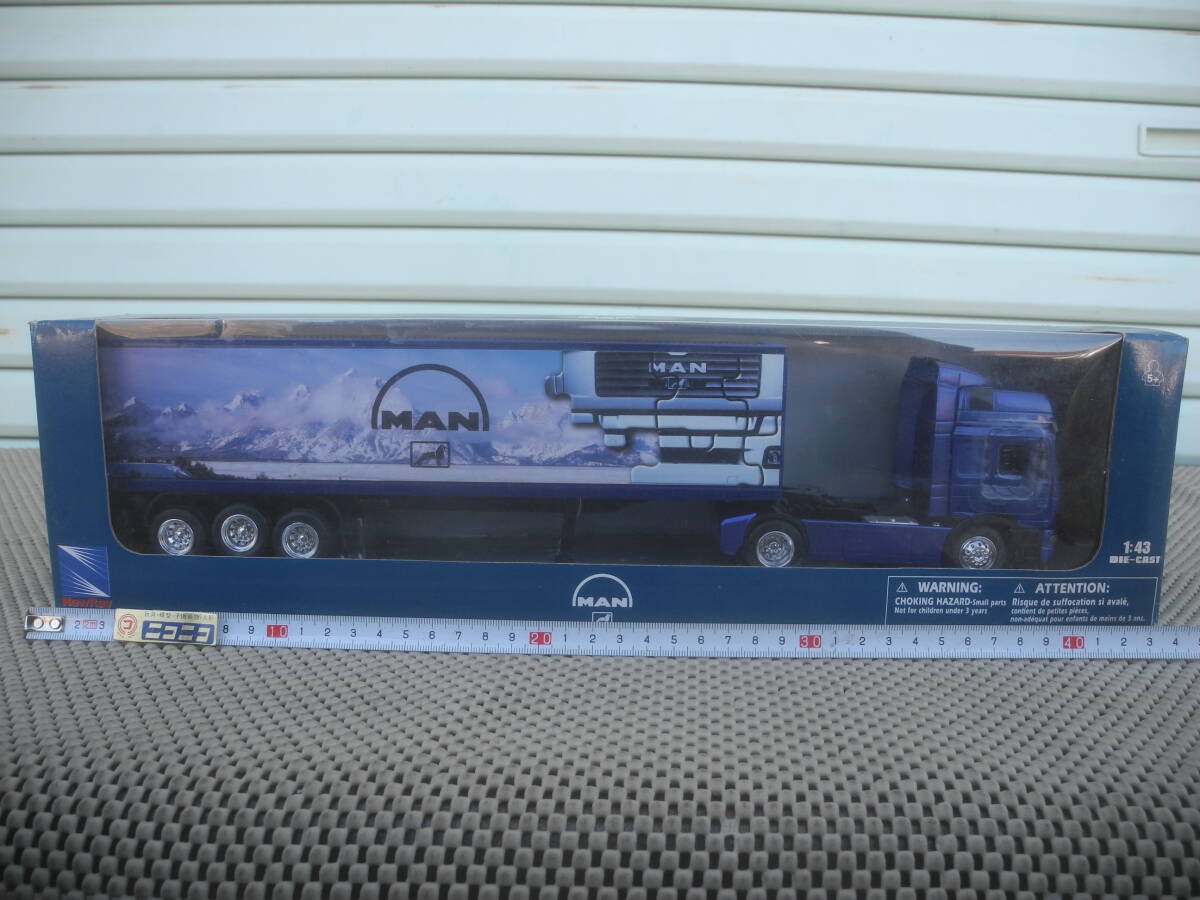 【新品未開封】ミニカー トラック New Ray Man F2000 40' Container Blau Truck LKW 1/43 Modell Auto