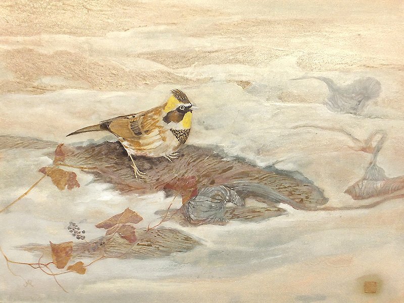 中野嘉之、流紋、希少な画集より、新品高級額装付、状態良好 GLC】中野嘉之 「秋色の譜」 日本画10号 無所属巨匠 文部科学