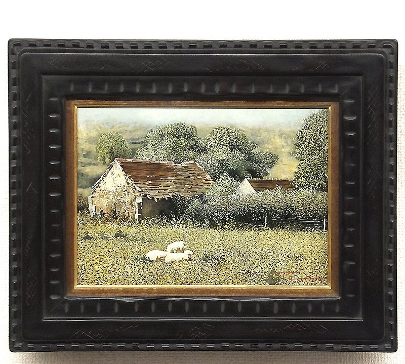 【GLC】竹内康行 「朝の牧場」 ◆高島屋取扱・油彩4号 中世ヨーロッパの油絵技法リアリズム 百貨店人気実力派