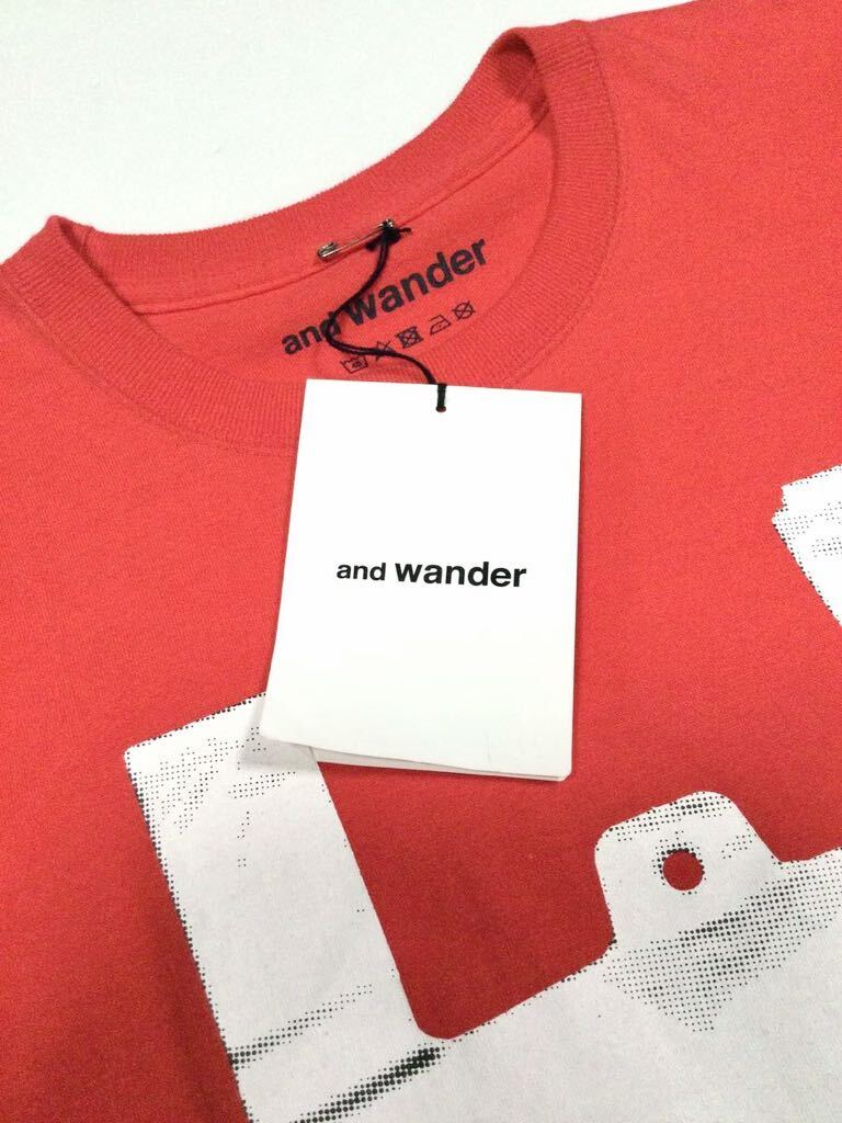  новый товар [and wander]*AW91-JT081~ принт дизайн вырез лодочкой футболка SIZE:00/S соответствует Col.21