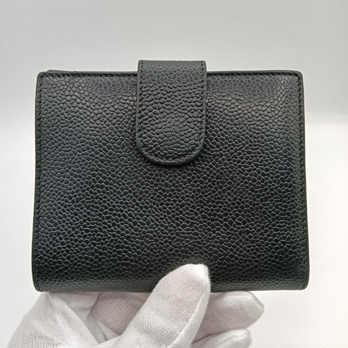 CHANEL シャネル キャビアスキン Wホック 折り財布 ブラック 美 CHANEL シャネル キャビアスキン Wホック 折り財布 ブラック 美