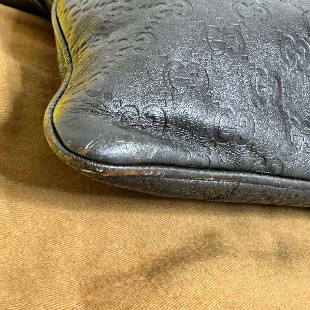 定番☆ GUCCI グッチ シマ レザー ショルダーバッグ GG ダーク 定番☆ GUCCI グッチ シマ レザー ショルダーバッグ GG ダーク