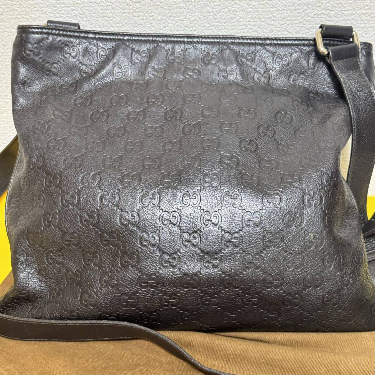 定番☆ GUCCI グッチ シマ レザー ショルダーバッグ GG ダーク 定番☆ GUCCI グッチ シマ レザー ショルダーバッグ GG ダーク