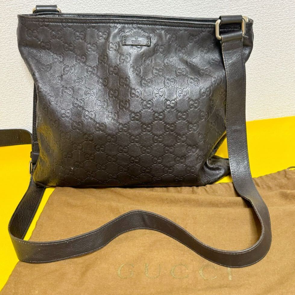 定番☆ GUCCI グッチ シマ レザー ショルダーバッグ GG ダーク 定番☆ GUCCI グッチ シマ レザー ショルダーバッグ GG ダーク