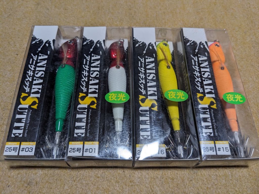 今年生産出荷無し アニサキス アニサキスッテ 25号 4個セット 赤/白 赤/デニム ピンク イエロー 新品9 イカメタル メタルスッテ オモリグ 今年生産出荷無し アニサキス アニサキスッテ 25号 4個セット 赤