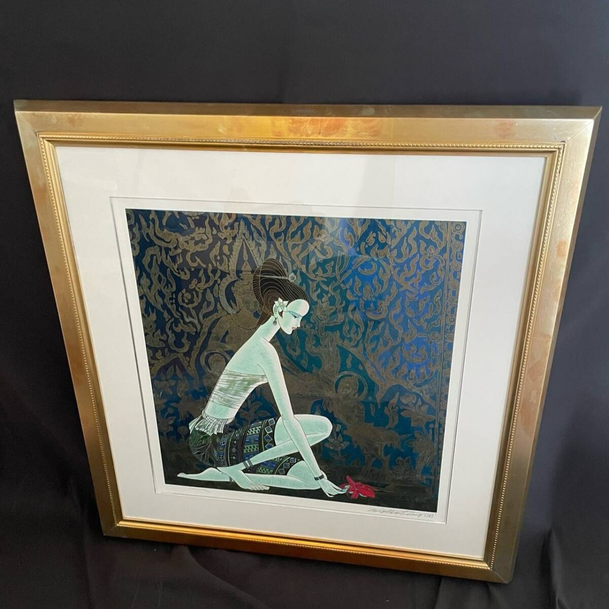 オルガ　グレチナ　シルクスクリーン　絵画 丁紹光「聖なる村」シルクスクリーン版画 絵画買取・販売の小竹美術