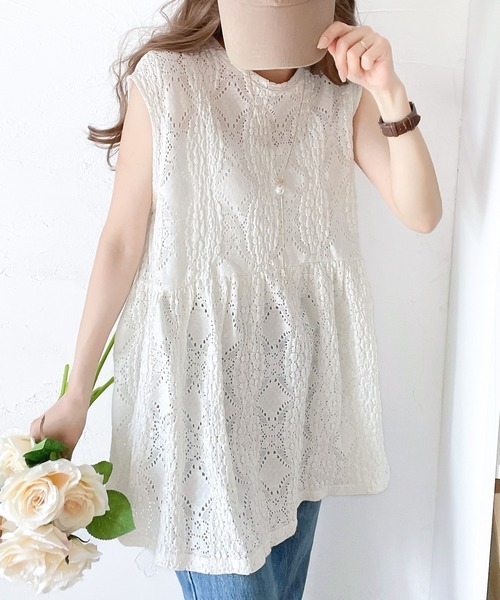 [classicalelf] no sleeve blouse LARGE white lady's 