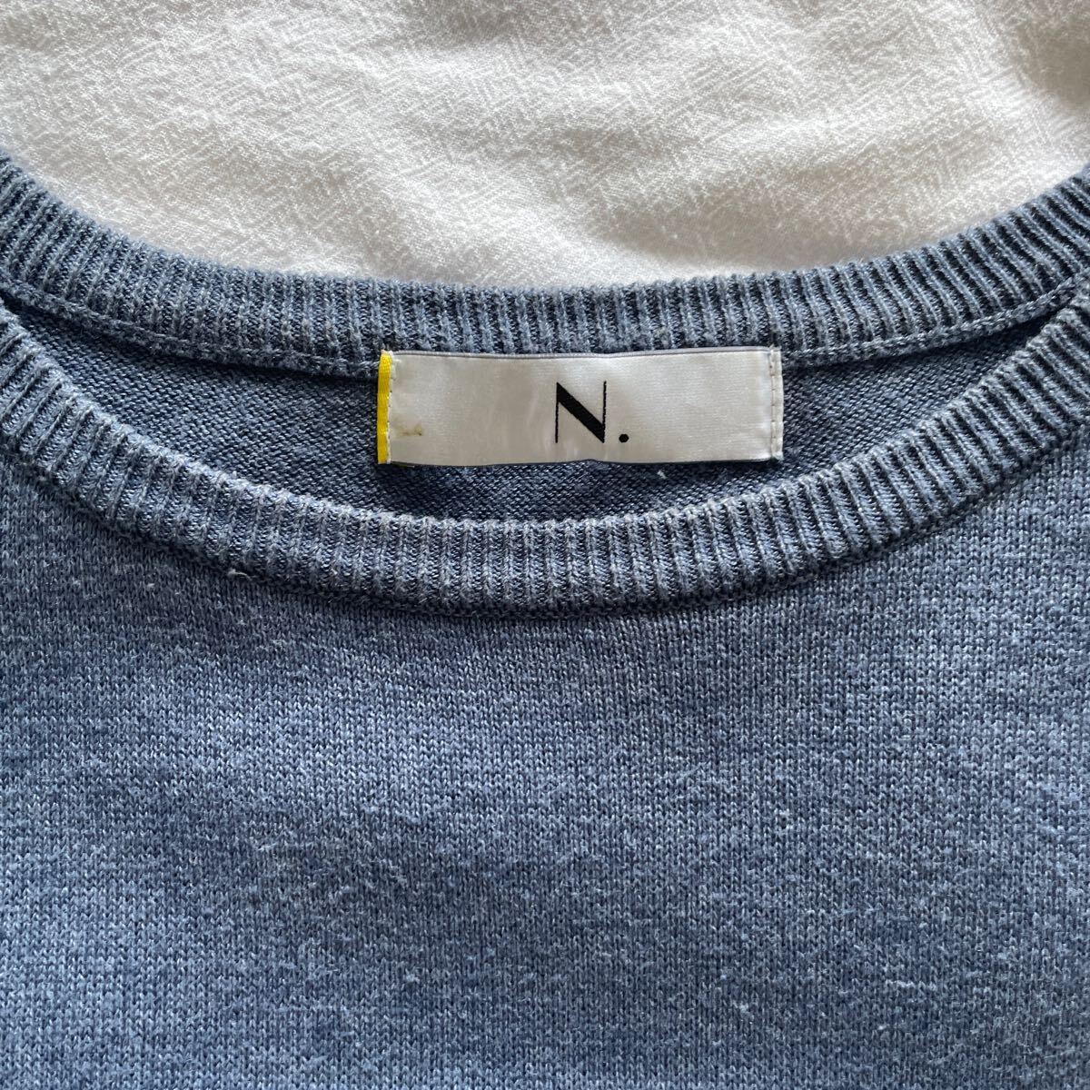 ロングセーター　紺色　ブルー　ブルー　青　レディース　トップス　フリンジ　丸　ネック_画像3