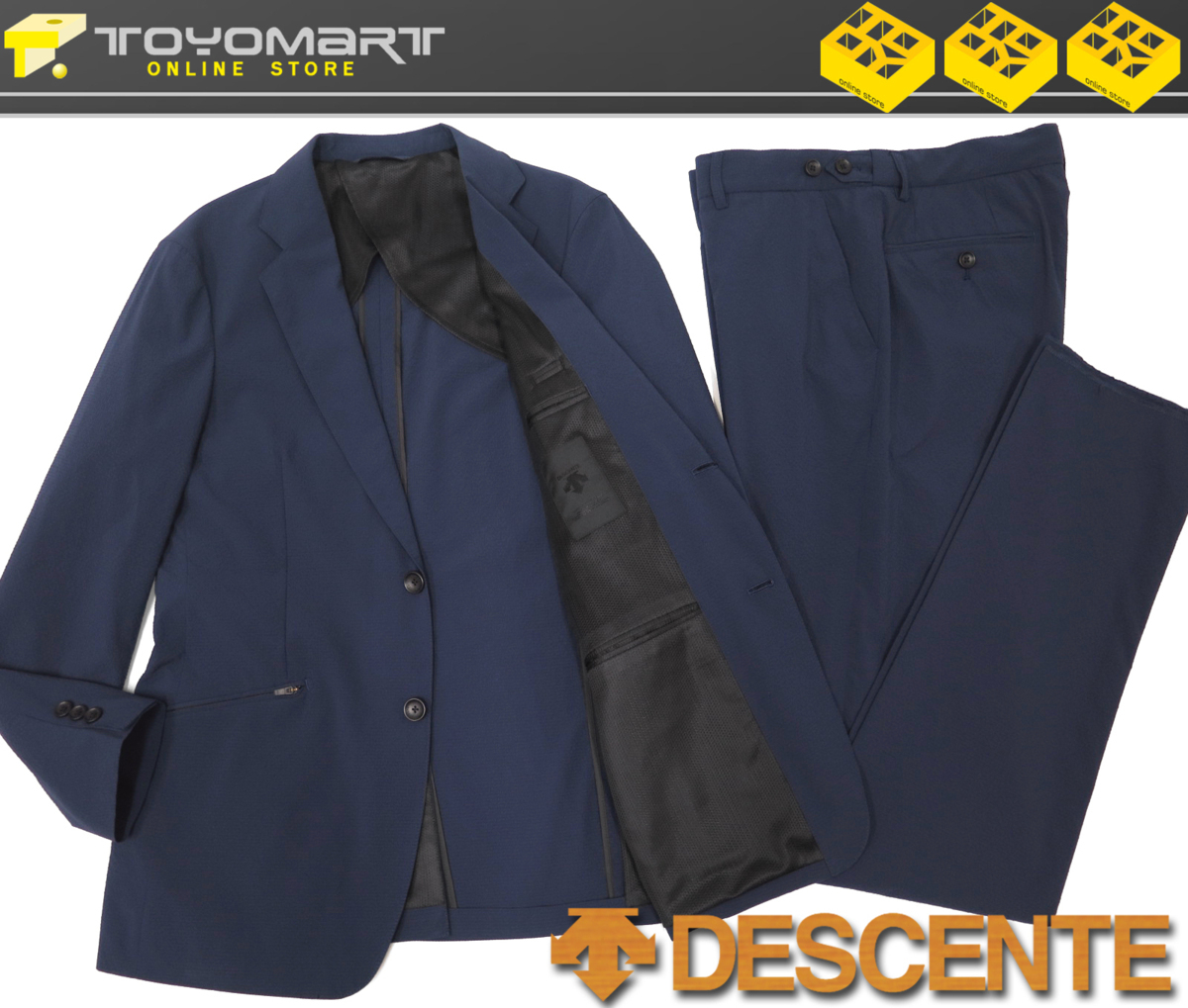 5085●DESCENTE デサント●7727　新品 【ウォッシャブル】 SOLOTEX使用 スタイリッシュ ストレッチスーツ　ネイビー/YA4