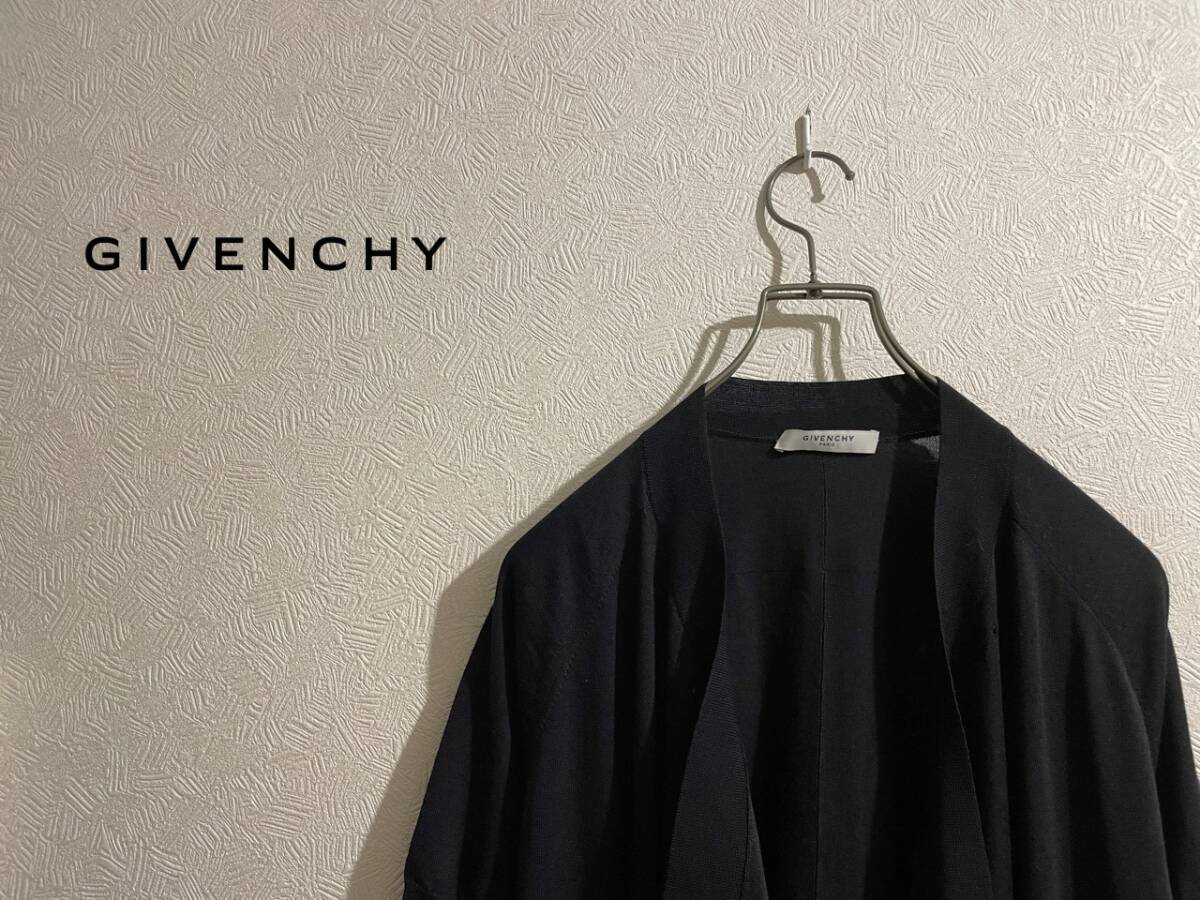 ◯ GIVENCHY ドレープ ニット ガウン / ジバンシー ショートスリーブ カーディガン 半袖 ブラック 黒 L Ladies #Sirchive
