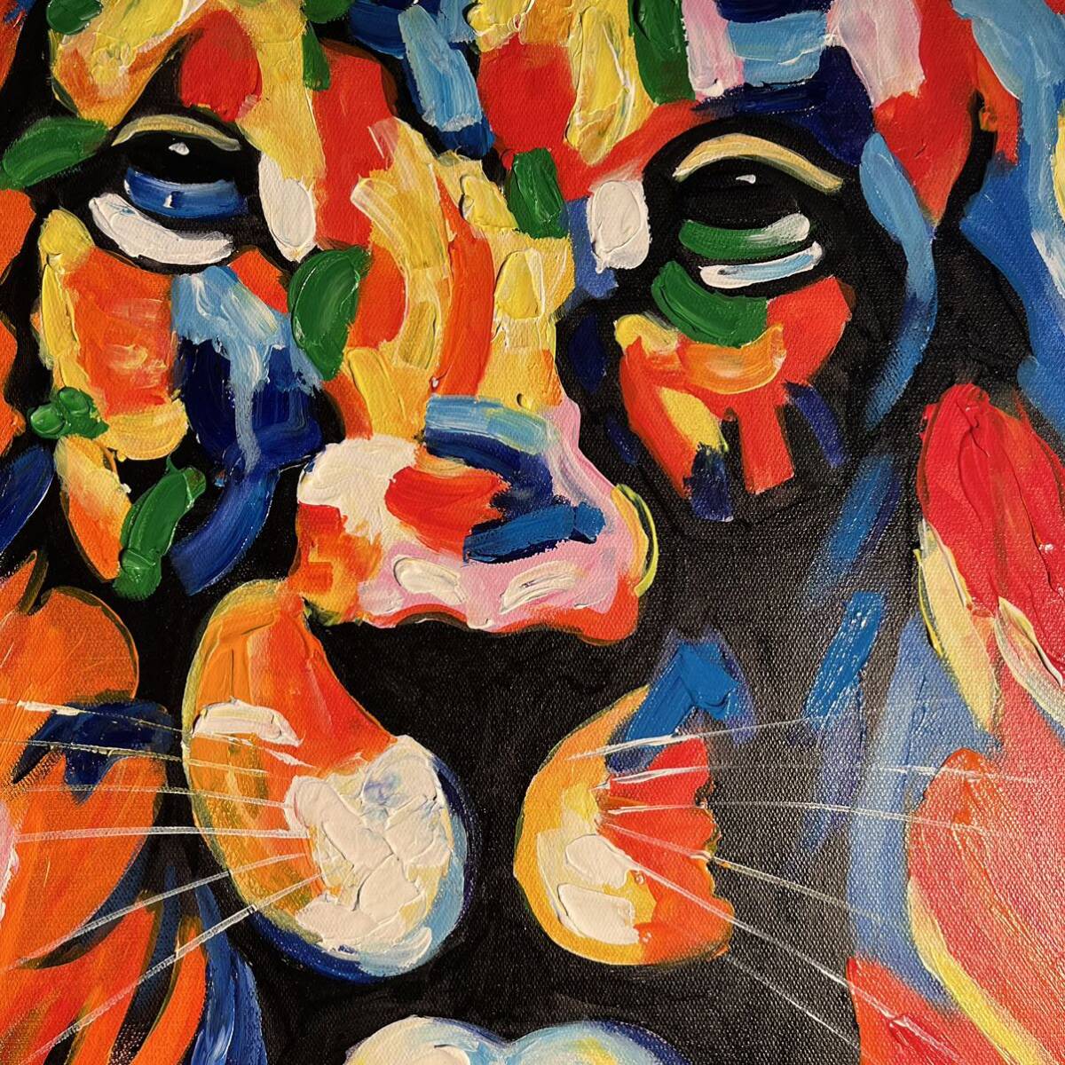 手書き油絵 七色のライオン 額付 絵画 インテリア 油彩画 手書き油絵 七色のライオン 絵画 インテリア 油彩画|Yahoo