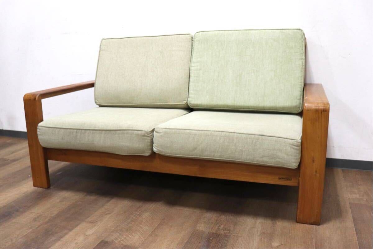 GMHK278○SCANTEAK / スキャンティーク IKON イコン 2人掛けソファ ラブソファ ファブリック グリーン チーク材 無垢 定価約18.5万