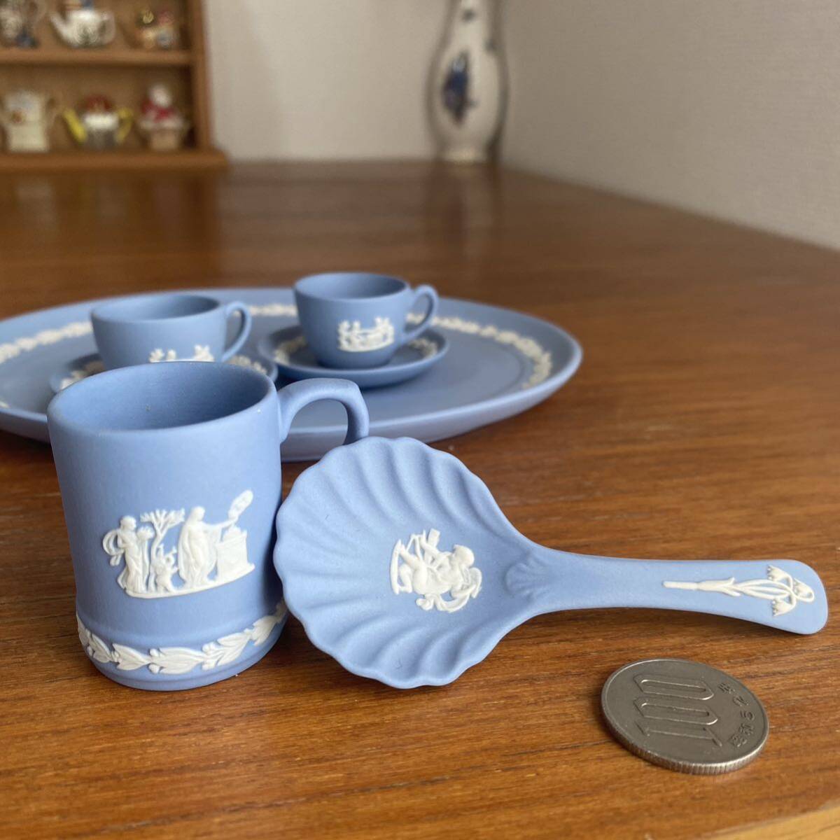 希少 ウェッジウッド ジャスパー ソルト&ペッパー ボトルセット sold】ウェッジウッド ブルージャスパー ミニチュア ティー