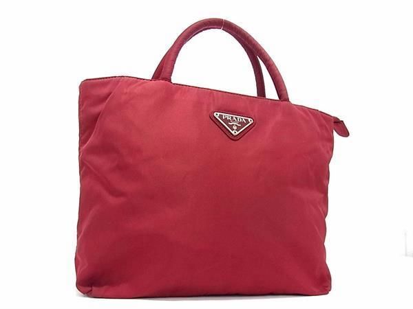 1円 ■美品■ PRADA プラダ テスートナイロン ハンドバッグ トートバッグ レディース ボルドー系 FB2299