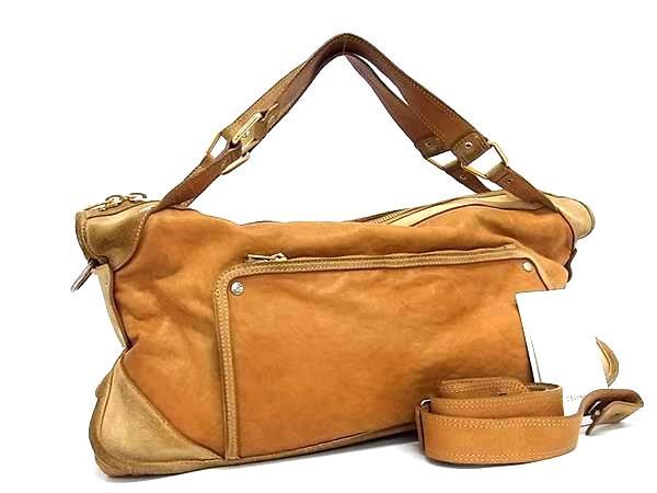 1円 CELINE セリーヌ レザー×スエード 2WAY ハンドバッグ トート ショルダー 肩掛け レディース メンズ ベージュ系 FB2178