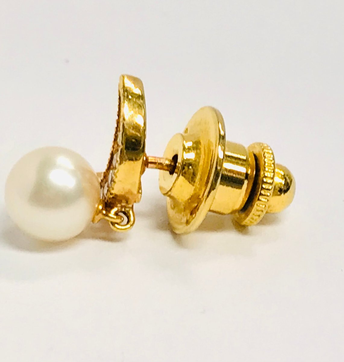 K18ゴールド ミキモト タイピン 月モチーフ＆パール ダイヤ入り