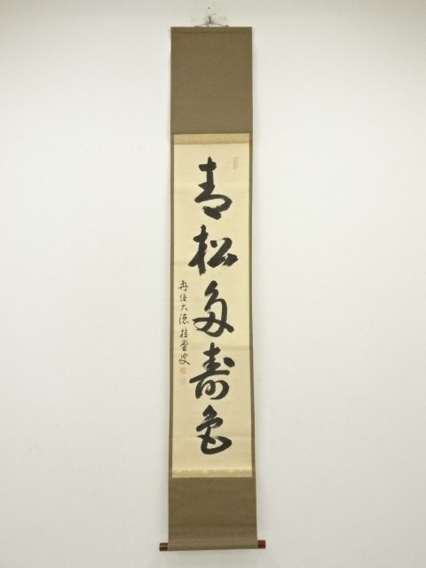 ys7016285; 宗sou 大徳寺　吉口桂堂筆　「青松多寿色」一行書　肉筆紙本掛軸（共箱）