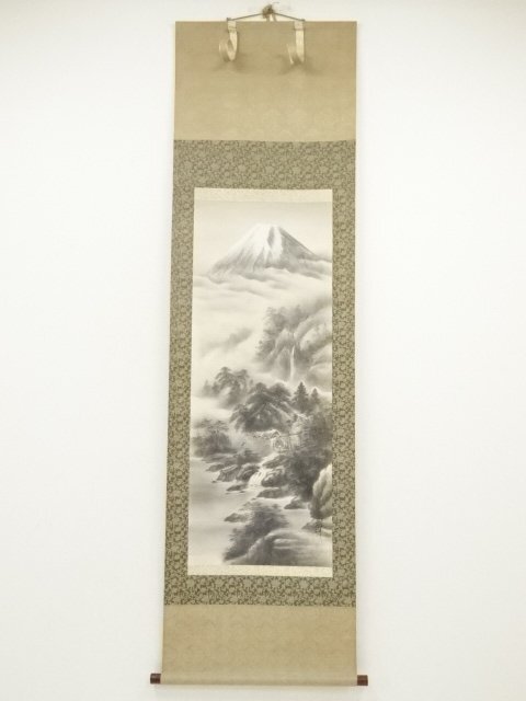 ys7035093; 宗sou 耕峰筆　水墨山水　肉筆絹本掛軸（共箱）