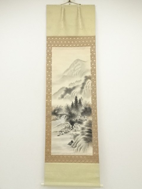 ys7035139; 宗sou 暁春筆　水墨山水　肉筆絹本掛軸