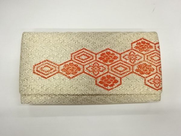 ys7092023; 宗sou 亀甲に花模様織出し和装バッグ【リサイクル】【着】
