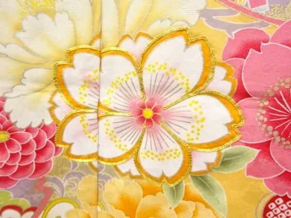 ys7119342; 宗sou 牡丹・桜・菊模様刺繍振袖仮絵羽(八掛付き ys7119342; 宗sou 牡丹・桜・菊模様刺繍振袖仮絵羽(八掛付き