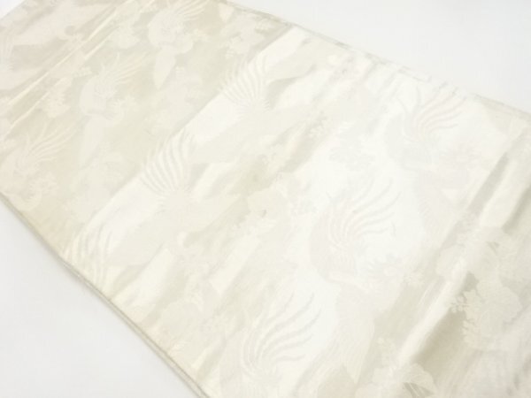 ys7089301; 宗sou 繻子地 鳳凰に桐模様織り出し丸帯(材料)【アンティーク】【着】