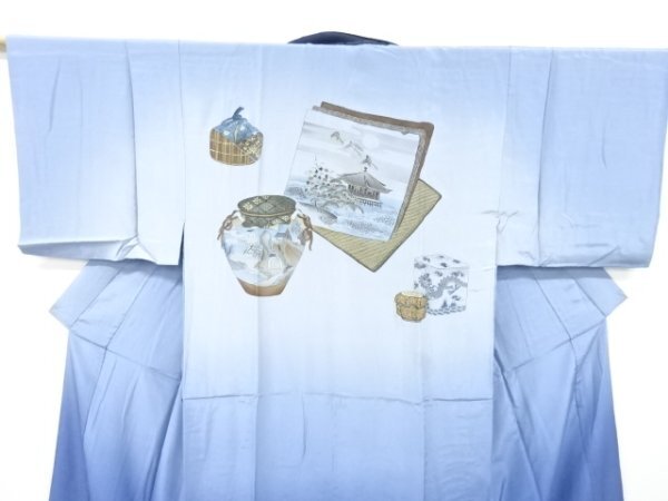 ys7127130; 宗sou 茶道具に竜?浮御堂模様男物長(zhǎng)襦袢【アンティーク】【著】