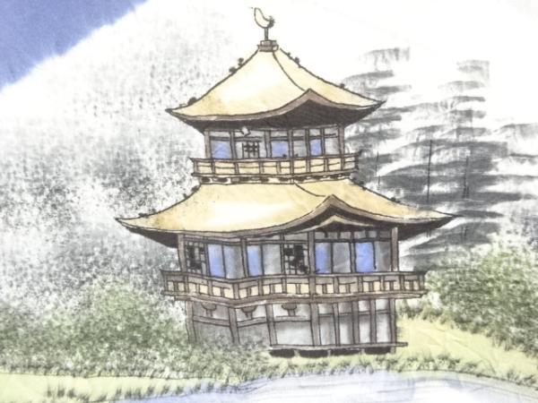 ys7126275; 宗sou 絞り金閣寺模様男物長襦袢【アンティーク】【著】