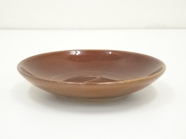 ys7029901; 宗sou 大樋焼　十代　大樋長左衛(wèi)門造　大樋釉桃ノ絵皿（共箱）【道】