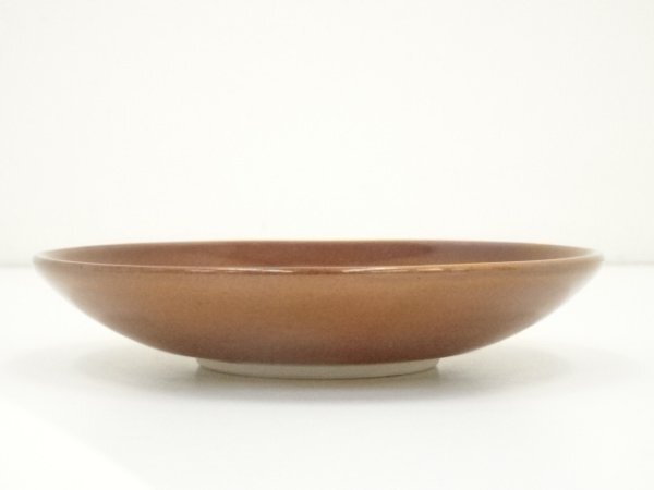 ys7029901; 宗sou 大樋焼　十代　大樋長左衛(wèi)門造　大樋釉桃ノ絵皿（共箱）【道】