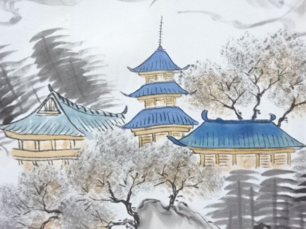 ys7132510; 宗sou 寺塔風(fēng)景模様男物長(zhǎng)襦袢【アンティーク】【著】
