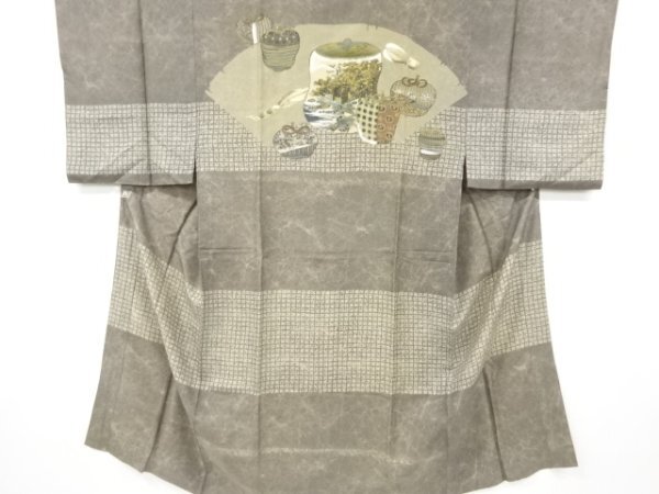 ys7132515; 宗sou 茶道具模様男物長(zhǎng)襦袢【アンティーク】【著】