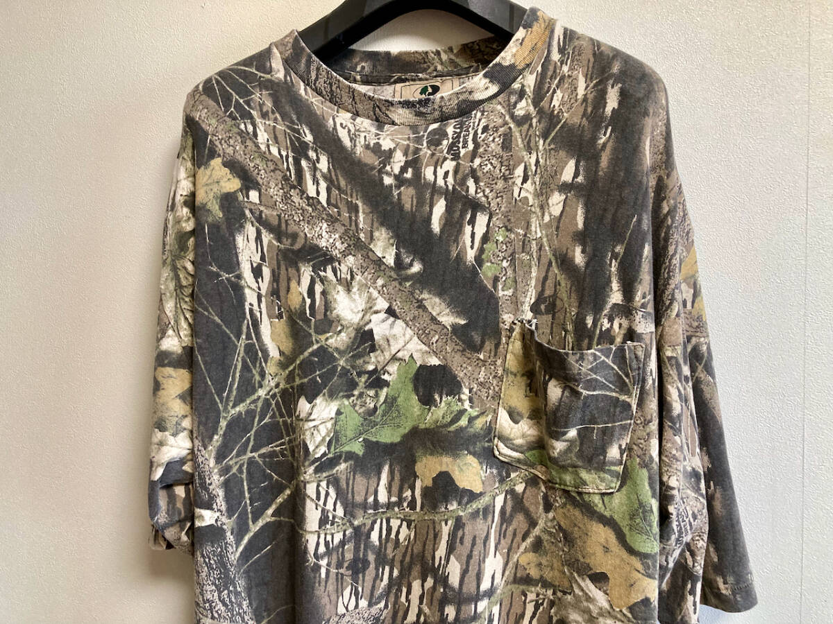 90s USA製 MOSSY OAK リアルツリーカモ Tシャツ ポケT 迷彩 XXL カモ柄 アウトドア ハンティング サバゲ ビッグサイズ