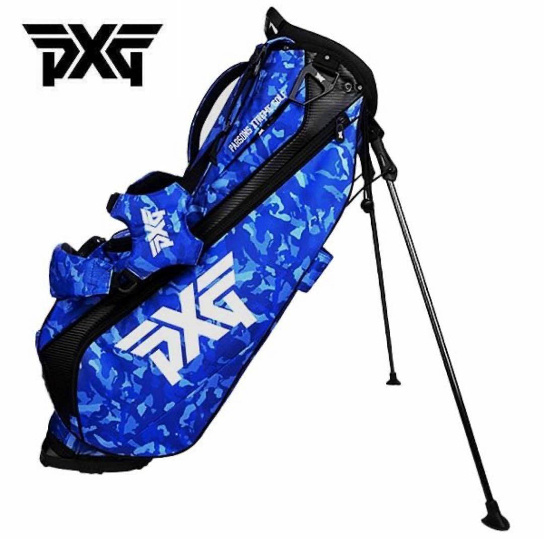 新品未使用PXG ゴルフバッグ カモ柄 キャリー スタンドバッグ ブルー