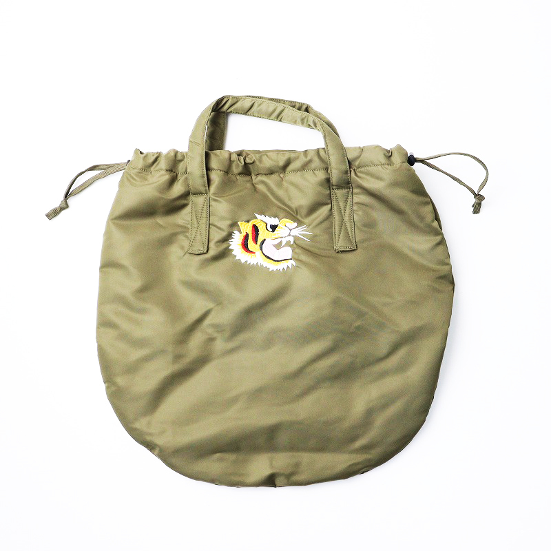 極美品 キッフェ KIFFE ヘルメットバッグ /カーキ トートバッグ ミリタリー ハンドバッグ ナイロン 刺繍【2400014023459】