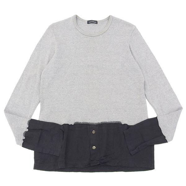 コムデギャルソン COMME DES GARCONS コットン シャツドッキング スウェット メンズ グレー ブラック TT-040330 90's AD1993 [Y03212]