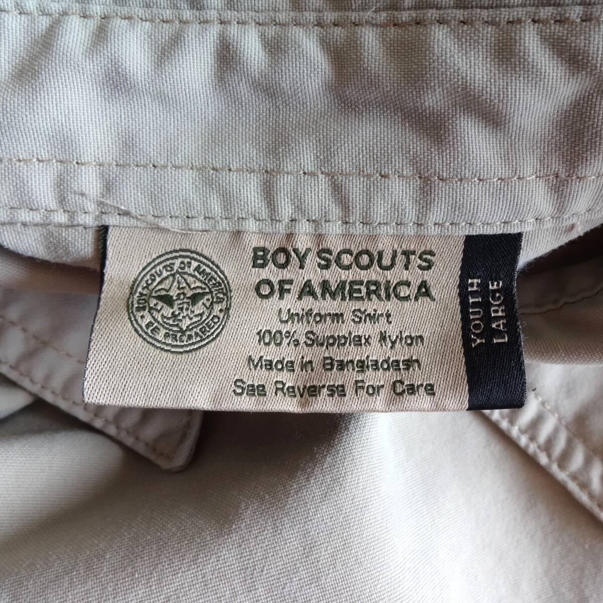 USA古著 ワッペン付 ボーイスカウトシャツ■BOY SCOUT OF AMERICA 半袖シャツ アメリカ國旗■アメカジ USED アウトドアシャツ ワークシャツ