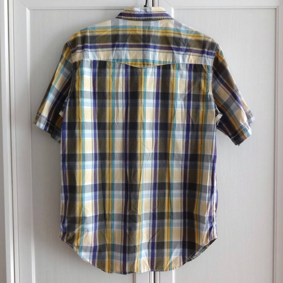 Levi’ｓ RedTab ウエスタンシャツ M■リーバイス レッドタブ チェックシャツ 半袖シャツ スナップボタン 綿100% 赤タブ■アメカジ 古著 紫
