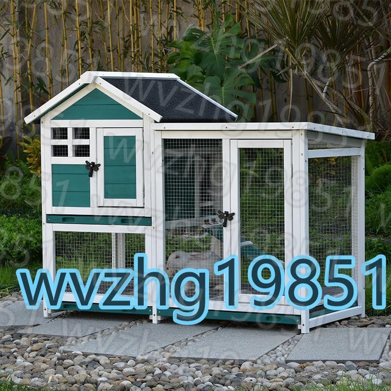 ウサギ用ケージ 豪華 ウサギ小屋 二層木製チキン小屋 ハト用ケージ ペット別荘 大型鶏舎 庭 バルコニー 屋外 小動物ペットハウス