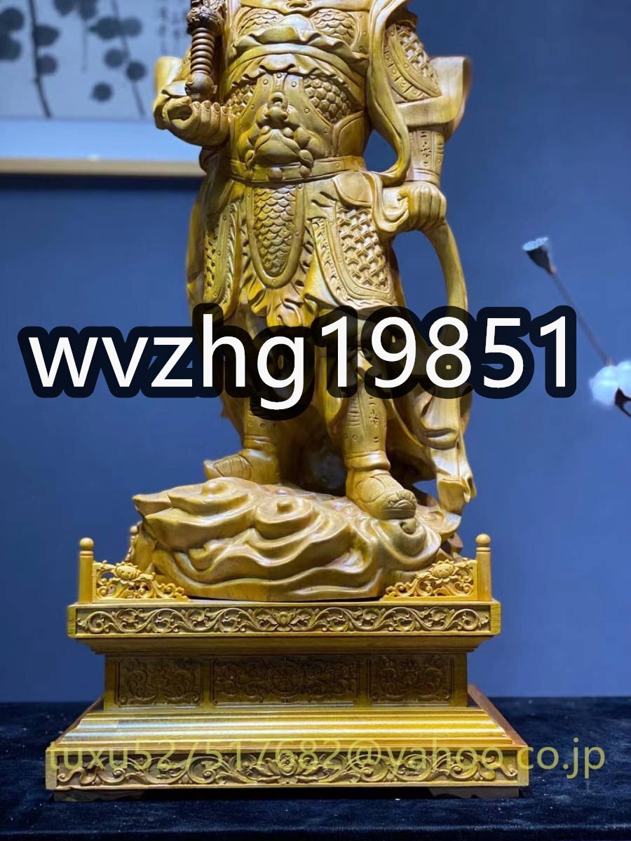 希少 大型高83cm 一刀彫 香樟材 仏教工芸品 木彫仏像 韋駄天立像 希少 大型高83cm 一刀彫 香樟材 仏教工芸品 木彫仏像 韋駄天立像