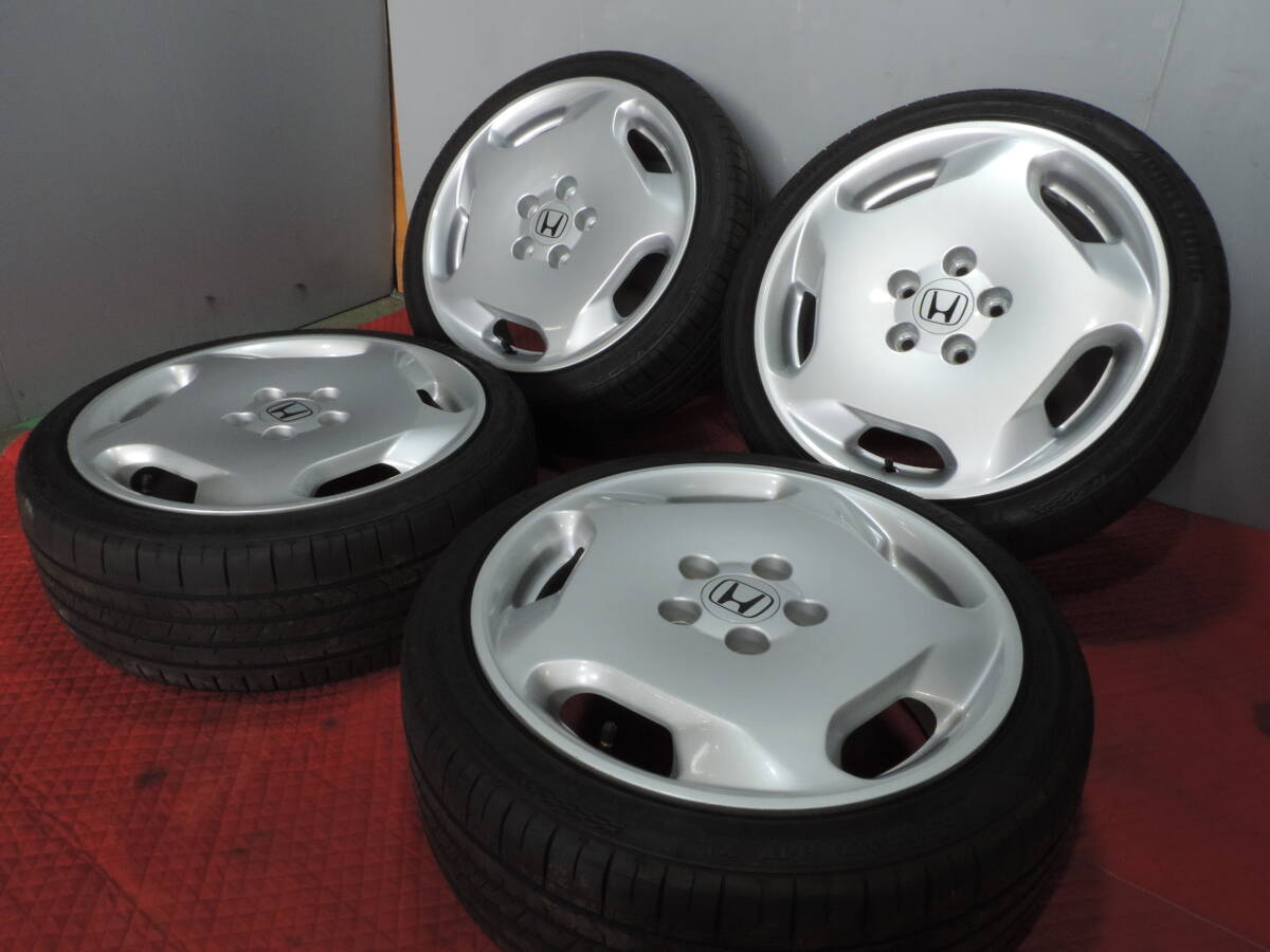 【中古セット】☆希少☆ ホンダ RA6 オデッセイ 純正 17インチ 7J+55 5H114.3 輸入タイヤ 205/40R17 22年製 4本セット HONDA JDM 当時物